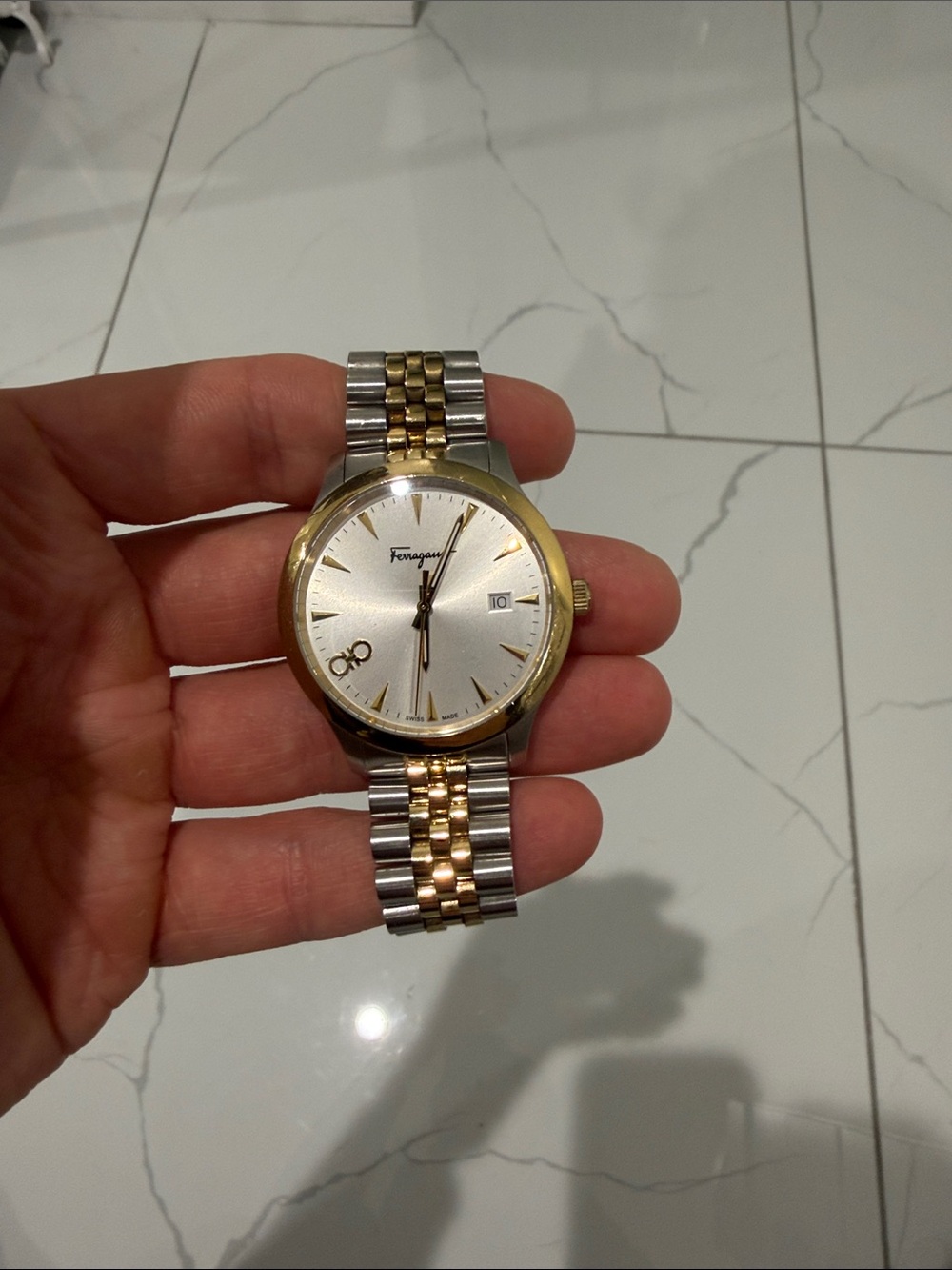 Salvatore Ferragamo Two-Tone Silver and Gold Men's Bracelet Watch